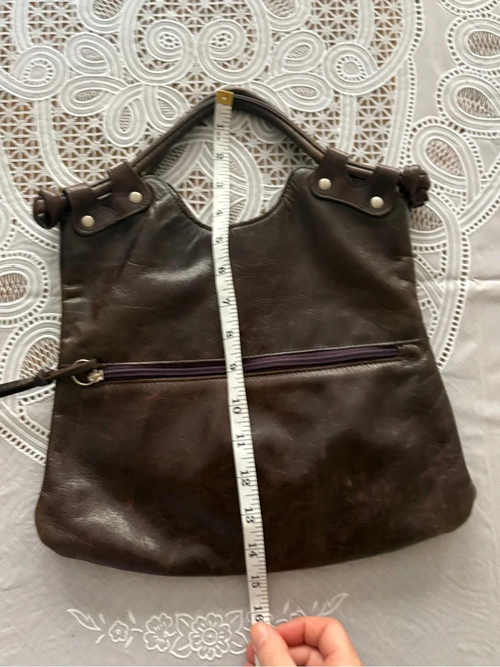 HOBO Dark Plum Leather Hobo Bag with Front Zip